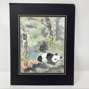 Signed original panda water colour by Sandra Deguise